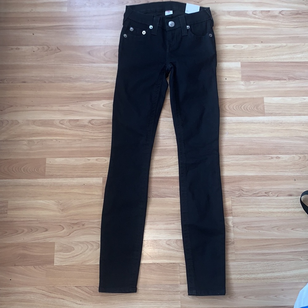 True Religion | Black Mid Rise Crystal Skinny Jeans Size 23